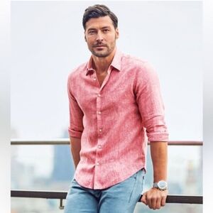 UNTUCKit Linen Shirt Certan De May Mens Heathered Red Long Sleeve Summer XXL